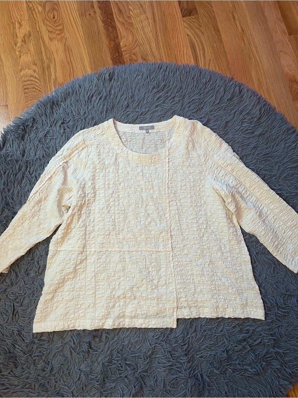 Habitat Classic Cream Crinkle Textured Lightweight Boxy Fit Top Size L